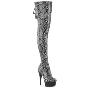 6" Heel, 1 3/4" PF Stretch Snake Print Pull-On Thigh Boot