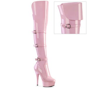 6" Heel, 1 3/4" PF Triple Buckle Strap OTK Boot, Side Zip