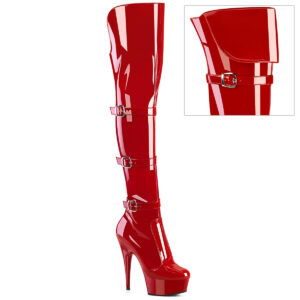 6" Heel, 1 3/4" PF Triple Buckle Strap OTK Boot, Side Zip