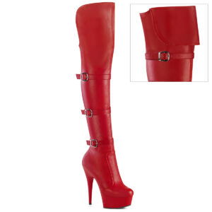 6" Heel, 1 3/4" PF Triple Buckle Strap OTK Boot, Side Zip