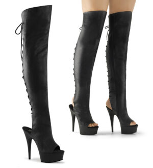 6" Heel, 1 3/4"PF Open Toe/Heel Over-The-Knee Boot, Side Zip