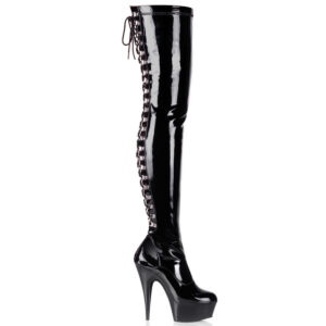 6" Heel, 1 3/4" PF Back Lace Thigh Boot, Side Zip
