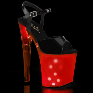 8" Heel, 4" PF LED Illuminated Ankle Strap Sandal