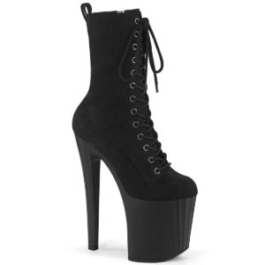 8" Heel, 3 3/4" PF Lace-Up Ankle Boot, Side Zip