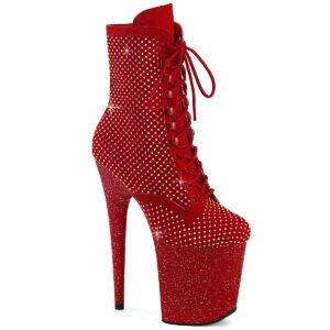 8" Heel, 4" PF Lace-Up RS Mesh Ankle Boot, Side Zip