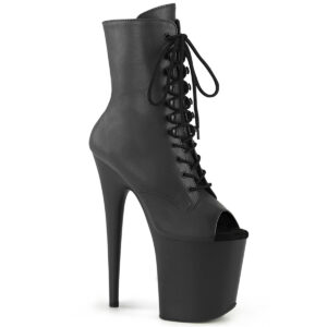 8" Heel, 4" PF Peep Toe Lace-Up Ankle Boot, Side Zip