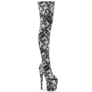 8" Heel, 4" PF Stretch Thigh Boot, Side Zip