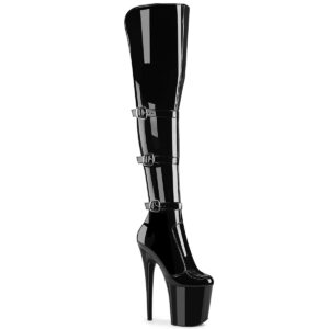 8" Heel, 4" PF Triple Buckle Strap OTK Boot, Side