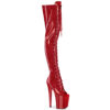 8" Heel, 4" PF Peep Toe Lace-Up Thigh Boot, Side Zip