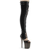 8" Heel, 4" PF Lace-Up Front Thigh, Side Zip