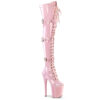 8" Heel, 4" PF Lace-Up Front Thigh High Boot, Side Zip