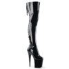 8" Heel, 4" PF Lace-Up Back Stretch Thigh Boot, Side Zip
