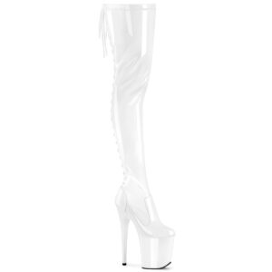 8" Heel, 4" PF Lace-Up Back Stretch Thigh Boot, Side Zip