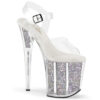 8" Heel, 4" PF Ankle Strap Sandal w/ Glitter Inserts