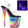 8" Heel, 4"PF Ankle Strap Sandal w/UV Galaxy Effect Bottom