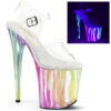 8" Heel, 4" PF Ankle Strap Sandal w/UV Reactive Bottom