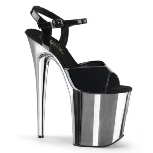 8" Heel, 4" PF Ankle Strap Sandal w/Chrome Plated Bottom