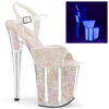 8" Heel, 4" PF Ankle Strap Sandal w/Glitter Inserts