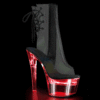 7" Heel,2 3/4" PF LED Illuminated Open Ankle Boot, Side Zip