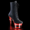 7" Heel, 2 3/4" PF LED Illuminated Ankle Boot, Side Zip