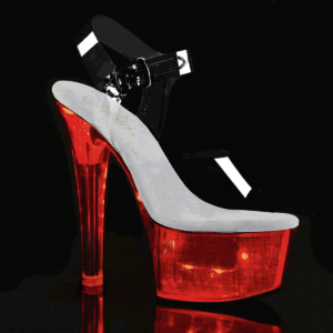 6" Heel, 2 1/4" PF LED Illuminated Ankle Strap Sandal