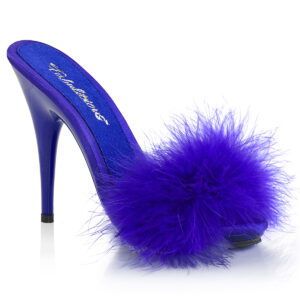 **5" Heel, 3/8" PF Marabou Slide Sandal Blue