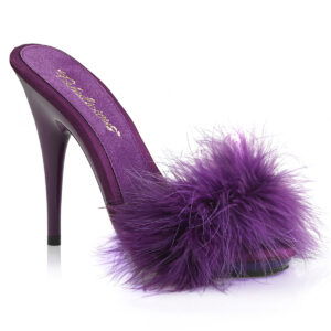 **5" Heel, 3/8" PF Marabou Slide Sandal Purple