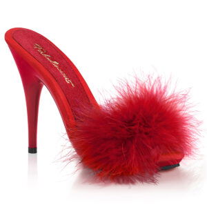 5" Heel. 3/8" PF Marabou Slide Sandal
