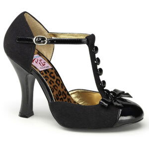 4" Heel T-Strap D'orsay Pump W/ Mini Bow Accent