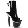 7" Heel, 3" Textured PF Open Toe/Heel Ankle Boot, Side Zip